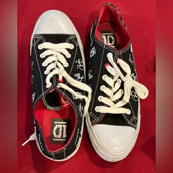 1D Autograph Signature One Direction Shell Top Lace-Up Sneakers Harry  Styles 10
